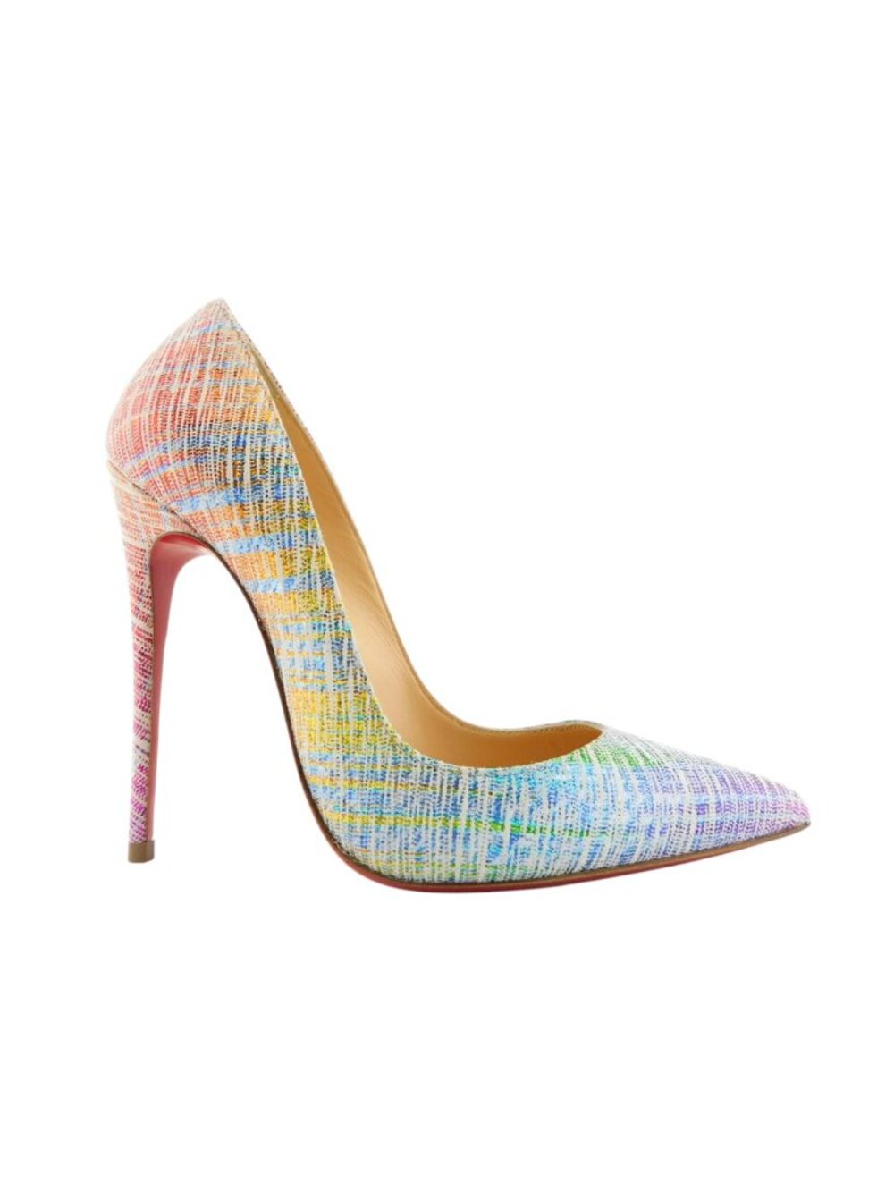 CHRISTIAN LOUBOUTIN Rainbow Multicolor Pastel Textured Leather Heel Pumps 35